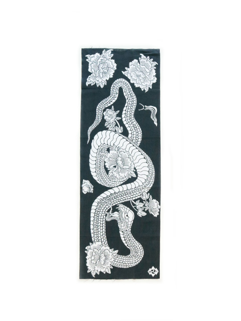 VERSION TENUGUI 　「蛇と牡丹 三すくみ  -TENUGUI」　手拭い