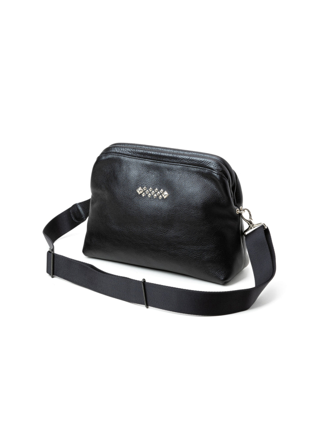 CALEE   「STUDS LEATHER SHOULDER BAG ＜INTERNAL FLEX FRAME TYPE＞  」　レザーショルダーバッグ