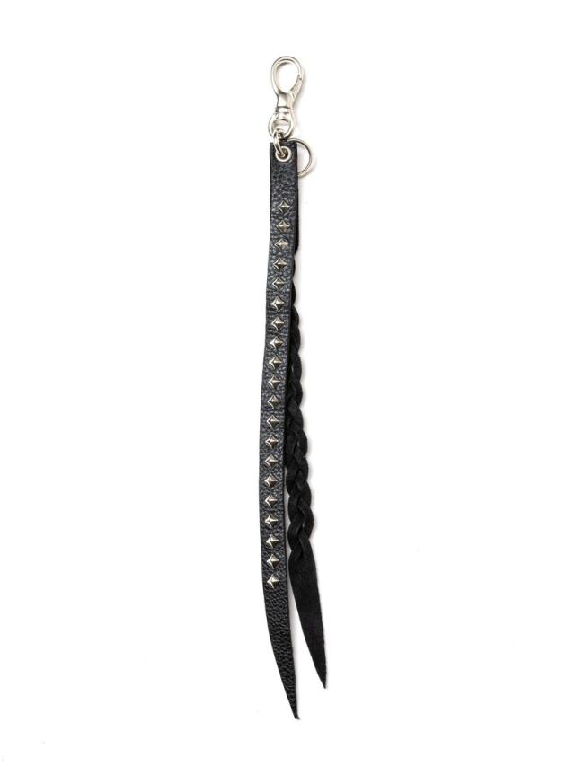 CALEE 　「STUDS & KNITTING LEATHER LONG KEY RING <TYPE B>」　スタッズレザーキーリング