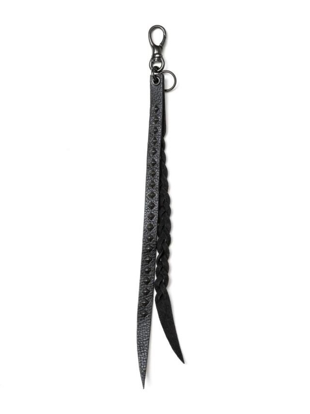 CALEE 「STUDS & KNITTING LEATHER LONG KEY RING <TYPE B