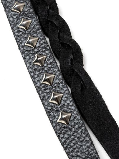 CALEE 「STUDS & KNITTING LEATHER LONG KEY RING <TYPE B