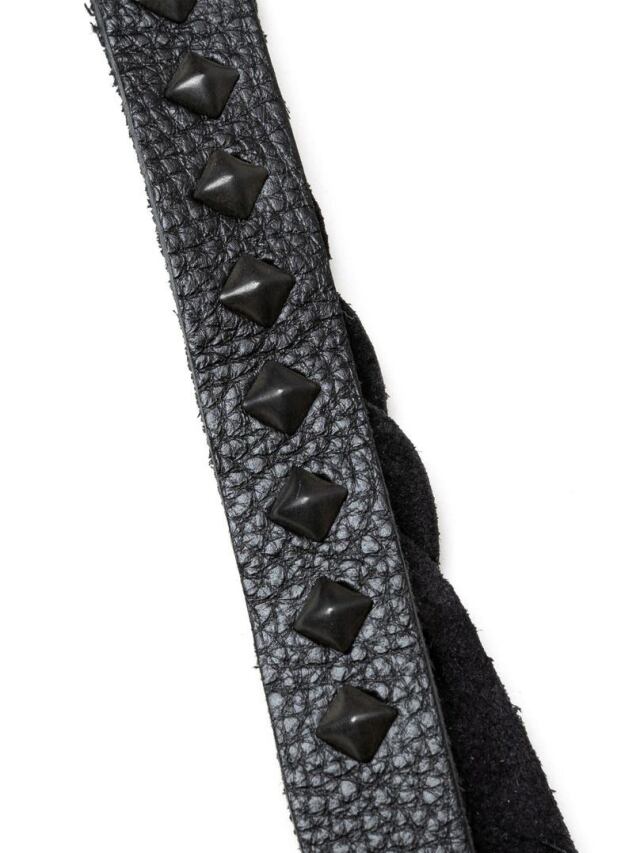 CALEE 「STUDS & KNITTING LEATHER SHORT KEY RING <TYPE B