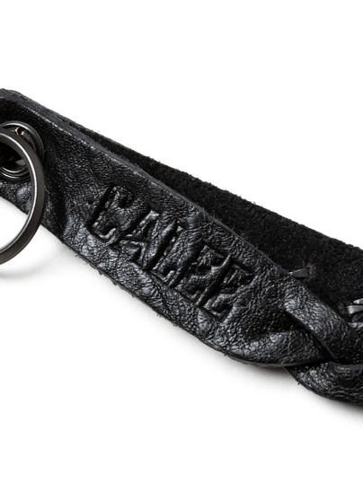 CALEE 「STUDS & KNITTING LEATHER SHORT KEY RING <TYPE B