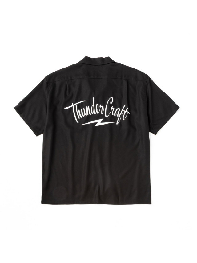 良品 CALEE レーヨン オープンカラー 刺繍 ボーリング シャツ L CALEE 「THUNDER CRAFT OPEN COLLAR SH ＜EXCLUSIVE