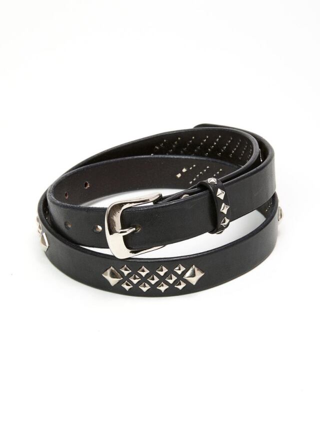 CALEE  　「STUDS LEATHER NARROW LONG BELT」　　スタッズレザーナローベルト