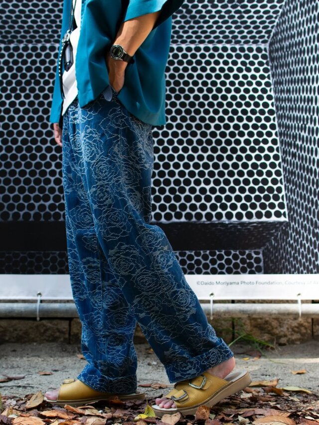 CALEE 「ROSE PATTERN JACQUARD DENIM SLACKS」 ジャガードデニム