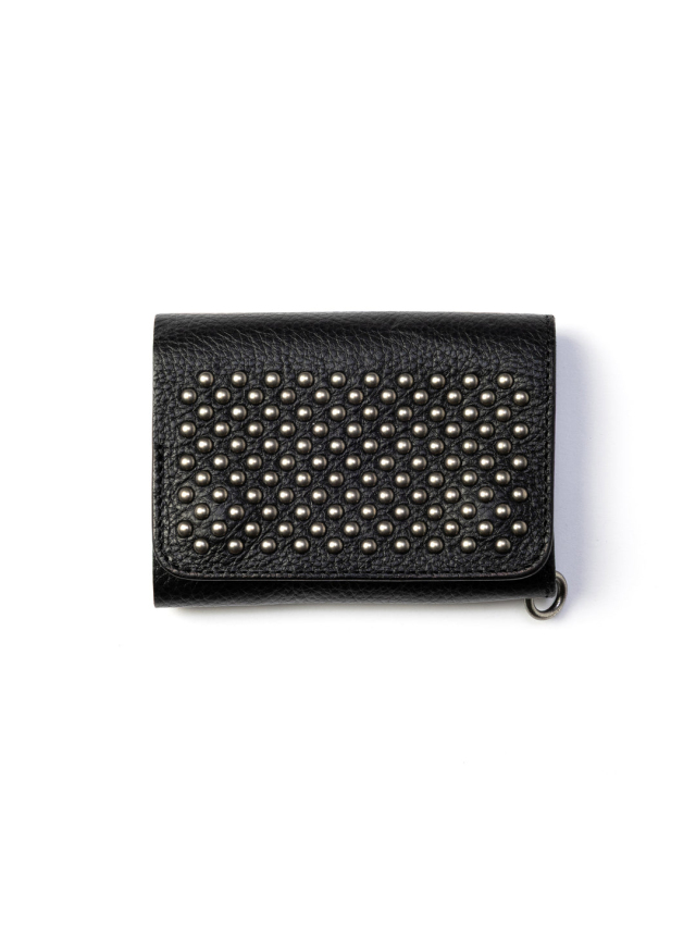 CALEE  　「ROUND STUDS LEATHER FLAP HALF WALLET」　　スタッズレザー ハーフウォレット