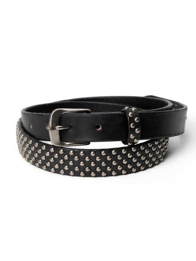 CALEE  　「ROUND STUDS LEATHER NARROW BELT」　　スタッズレザー ナローベルト