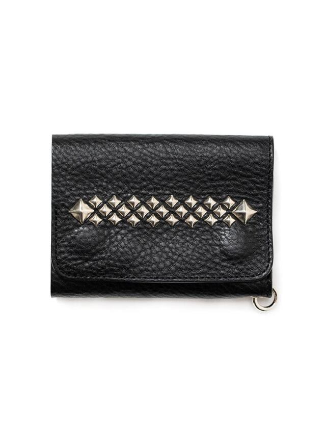 CALEE  　「STUDS LEATHER FLAP HALF WALLET」　　スタッズレザー ハーフウォレット