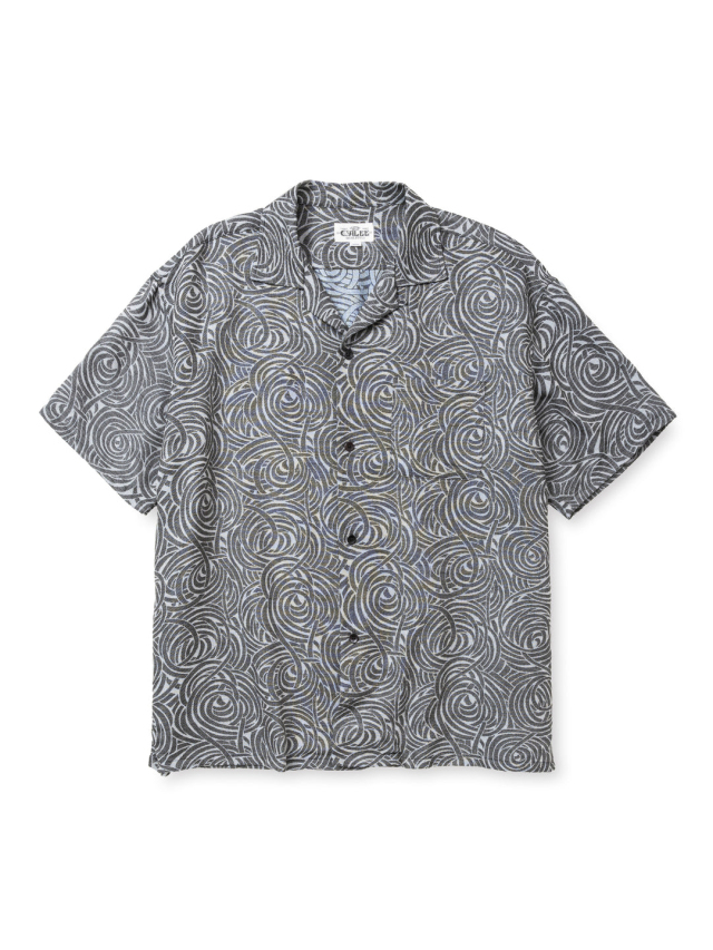 CALEE 「SPIRAL JACQUARD CHAMBRAY S/S SH 」 オープンカラーシャツ