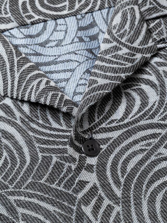 CALEE 「SPIRAL JACQUARD CHAMBRAY S/S SH 」 オープンカラーシャツ