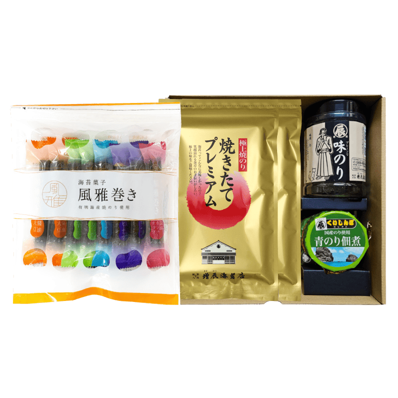 響－ひびき－ 風雅巻きミックスパック　焼きたてプレミアム2袋　味のり　青のりの佃煮ギフト　通販限定送料込み