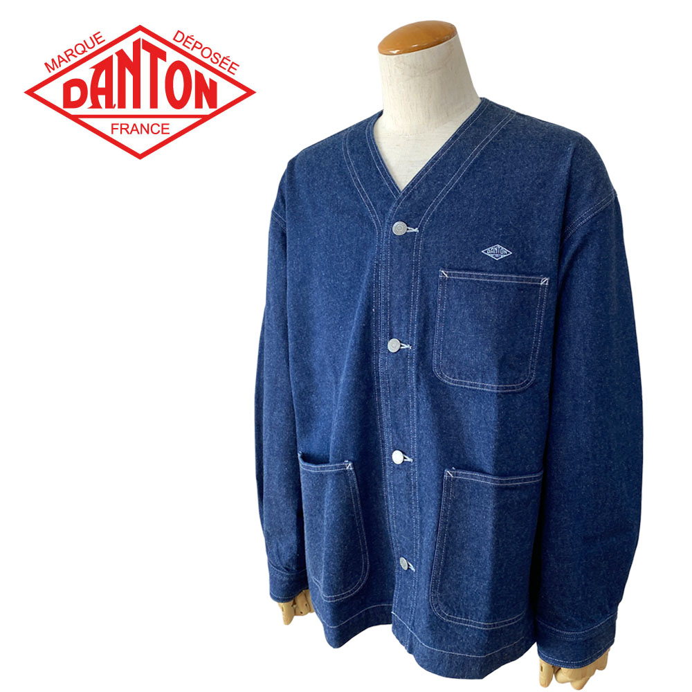 DANTON ダントン デニム カラーレスジャケット メンズ DT-A0671 KDM