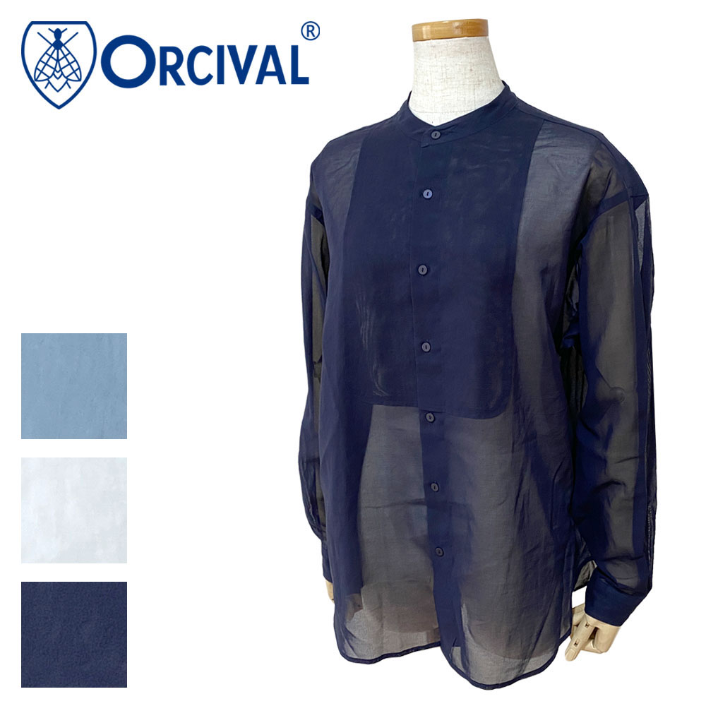 Orcival オーシバル シアーコットン バンドカラーシャツ レディース OR-B0270 VOM