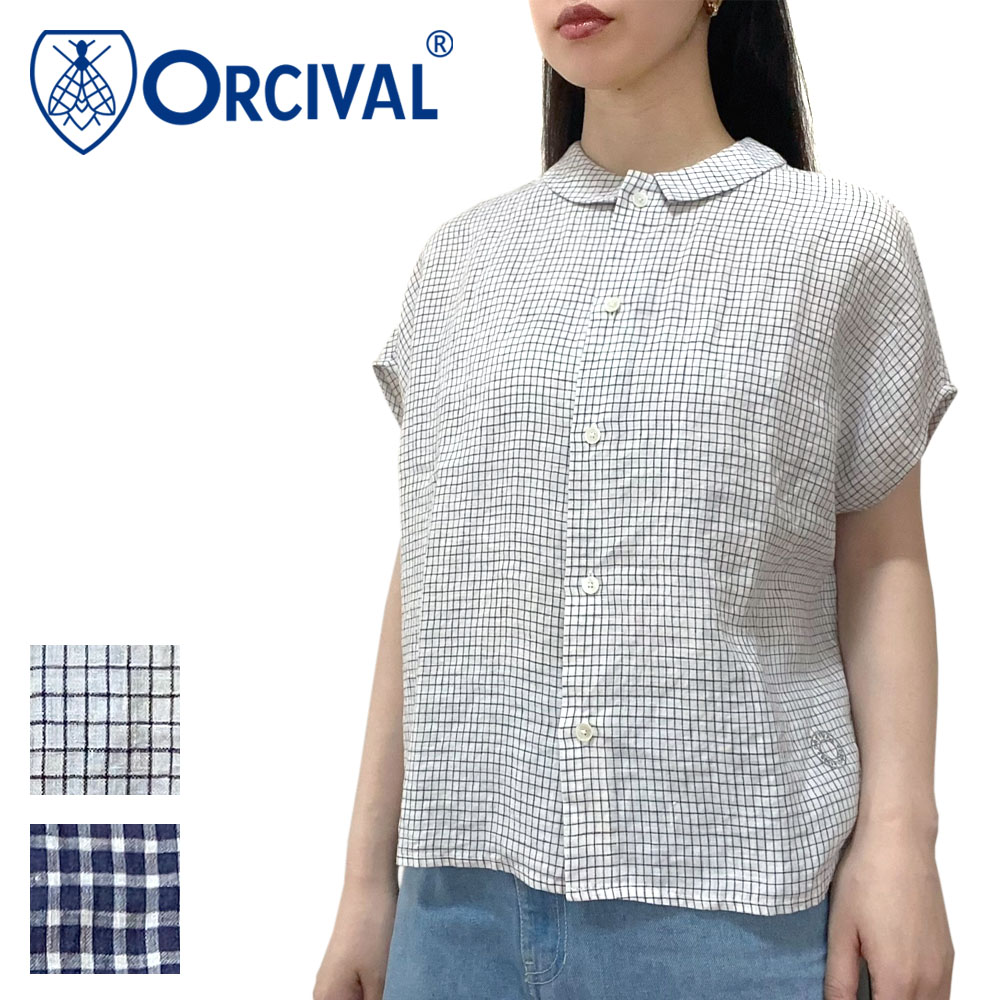 Orcival オーシバル リネン ノースリーブ チェックシャツ レディース OR-B0360 LCH