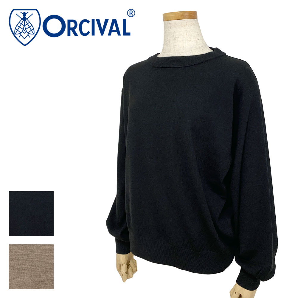 Orcival ギャザースリーブ クルーネックニット Lady's 【OR-D0011】