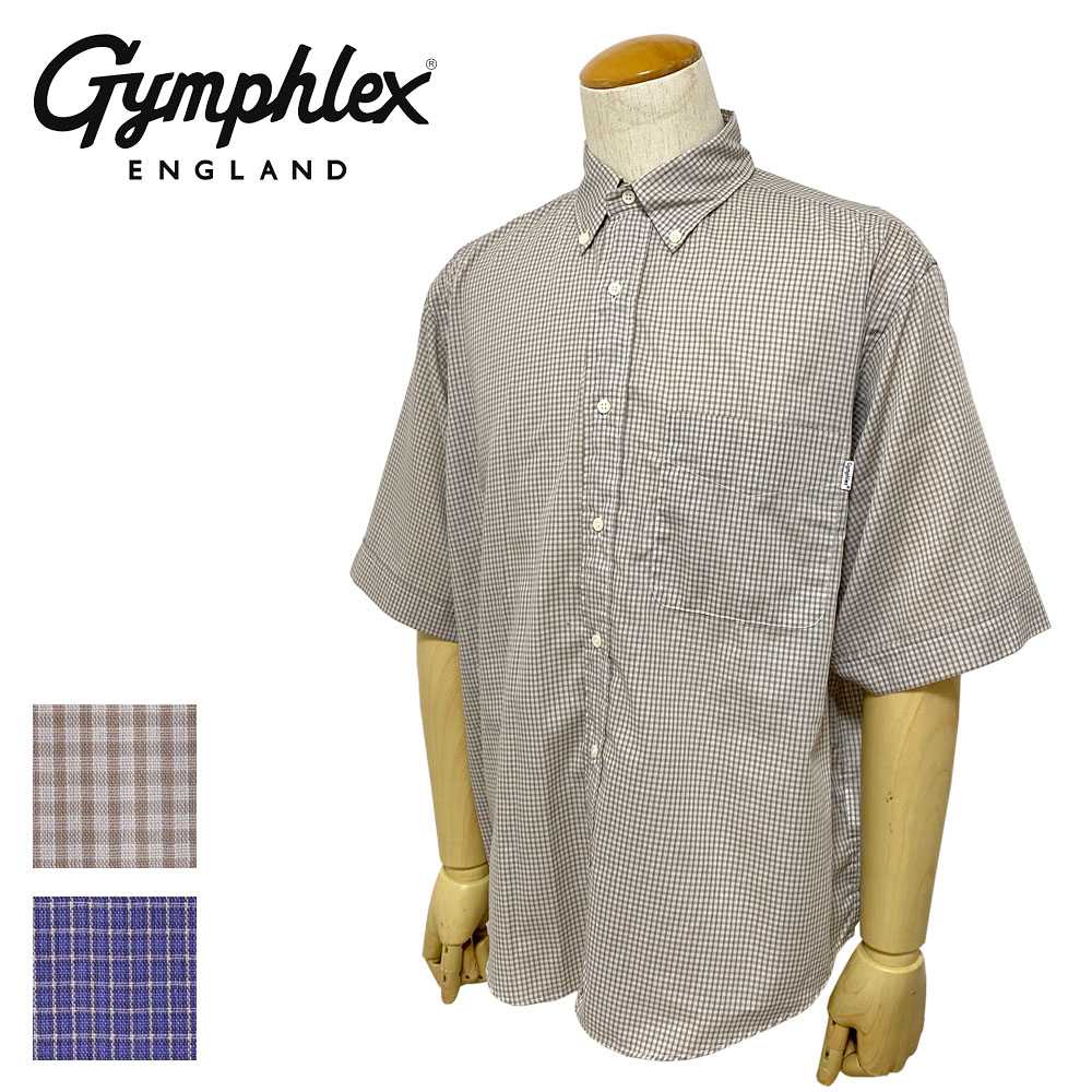 Gymphlex T/C CHECK 半袖BIGボタンダウンシャツ Men's 【GY-B0073 ECP】