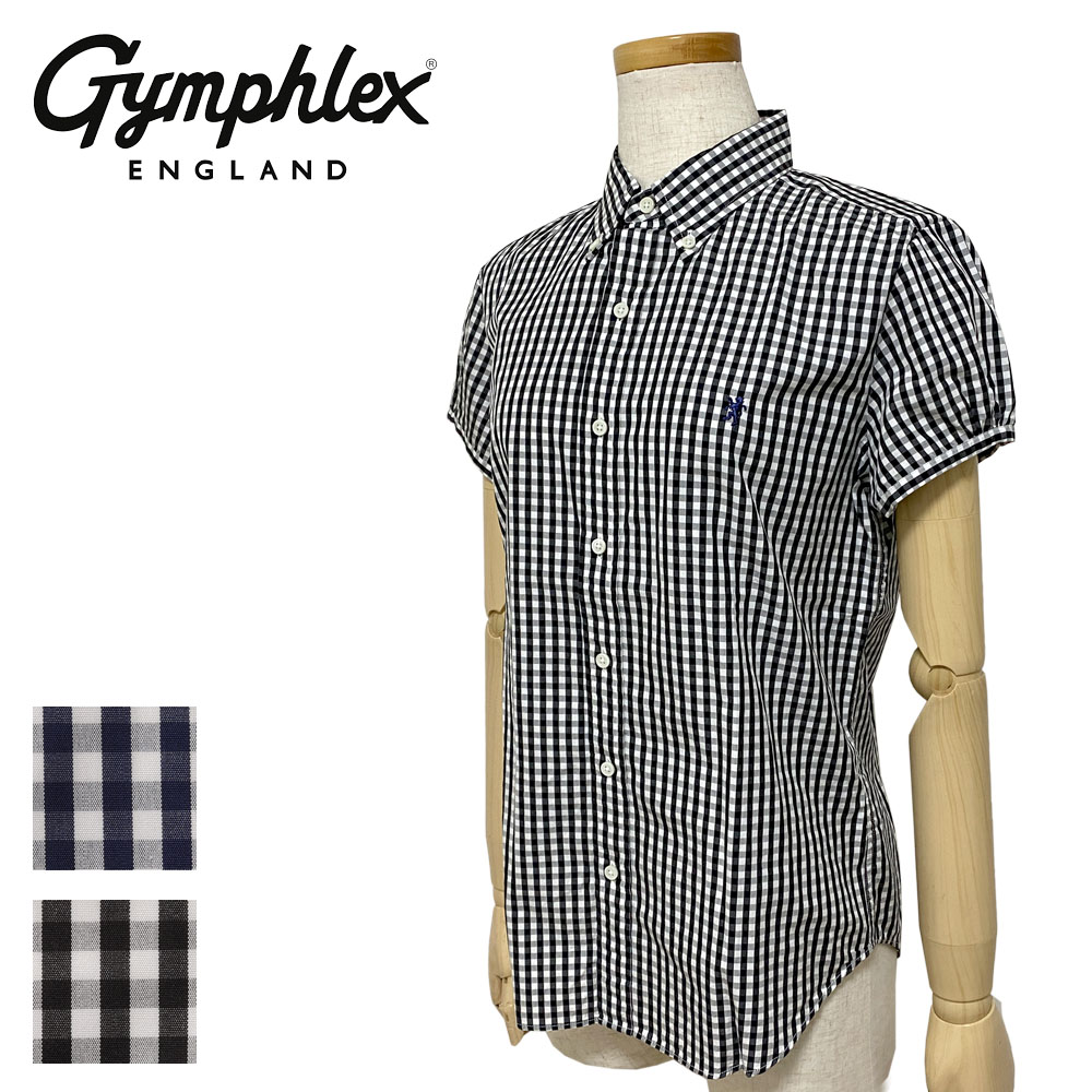 Gymphlex ギンガムチェック フレンチスリーブ BDシャツ Lady's 【J-0645 TSS】