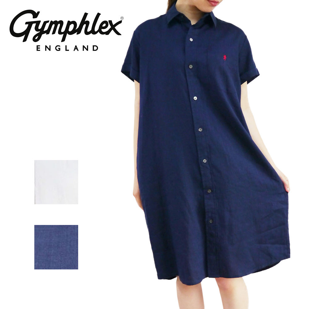 Gymphlex リネンクロス 半袖シャツワンピース Lady's【J-1098 KLS】