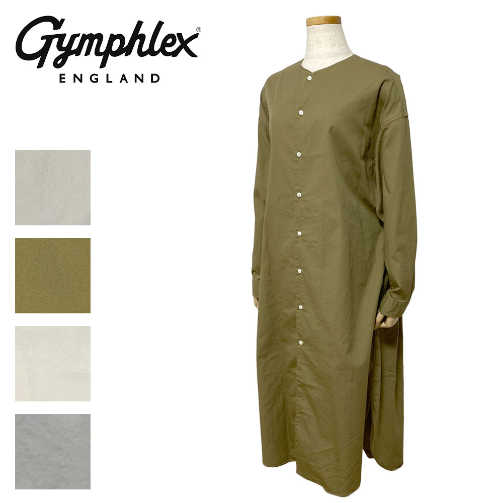 Gymphlex バンドカラー バイオウォッシュツイル ワンピース Lady's 【GY-G0031 BIT】