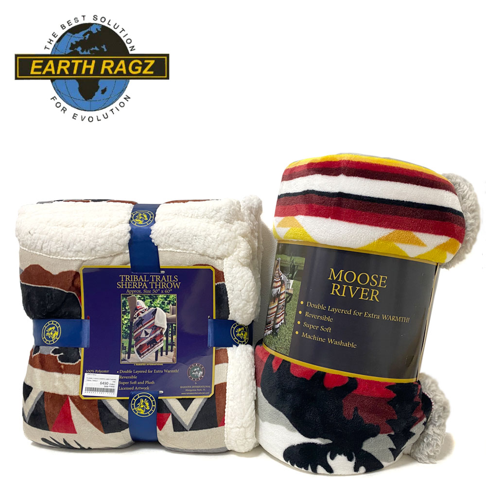 EARTH RAGZ FLANNEL FLEECE SHERPA LINER THROW/フリースブランケット