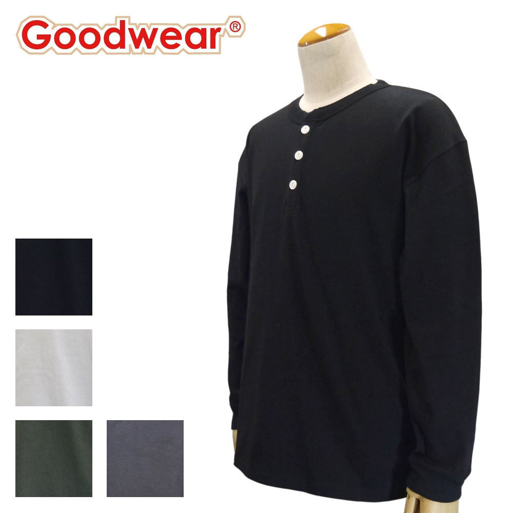 Goodwear グッドウェア USAコットン 袖リブ ヘンリーネックロンT メンズ 2W7-5512