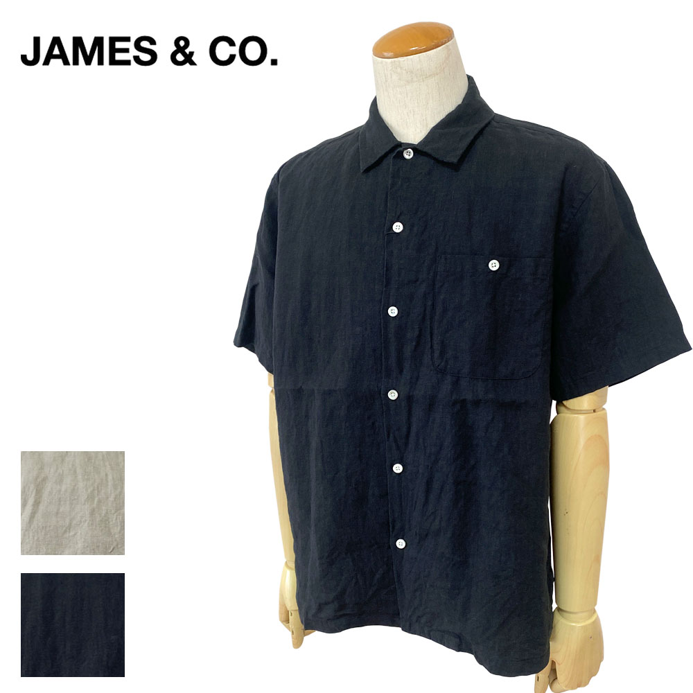 JAMES&CO. ジェームス&コー LINEN Open Collar Shirt リネン オープンカラーシャツ メンズ JS13083