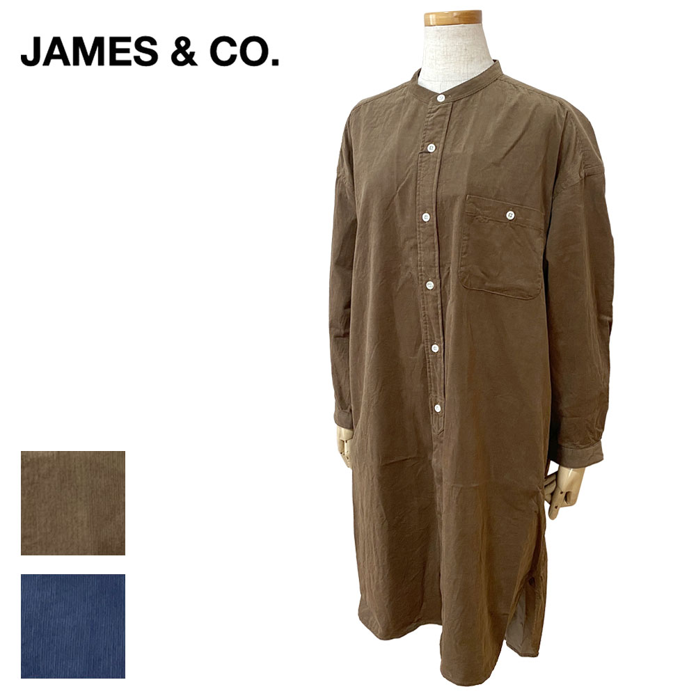 JAMES&CO. ジェームス&コー Band Collar Corduroy Dress バンドカラーコーデュロイドレス レディース JD12141