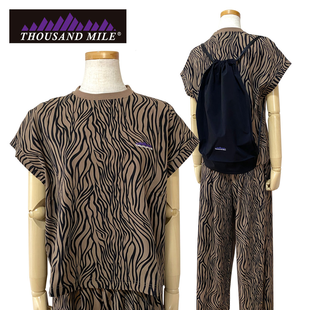 THOUSAND MILE サウザンドマイル FRENCH SLEEVE SHIRT & WIDE PANTS SET ZEBRA レンチスリーブシャツ＆ワイドパンツ&バッグ セット ゼブラ レディース TM251QP00042