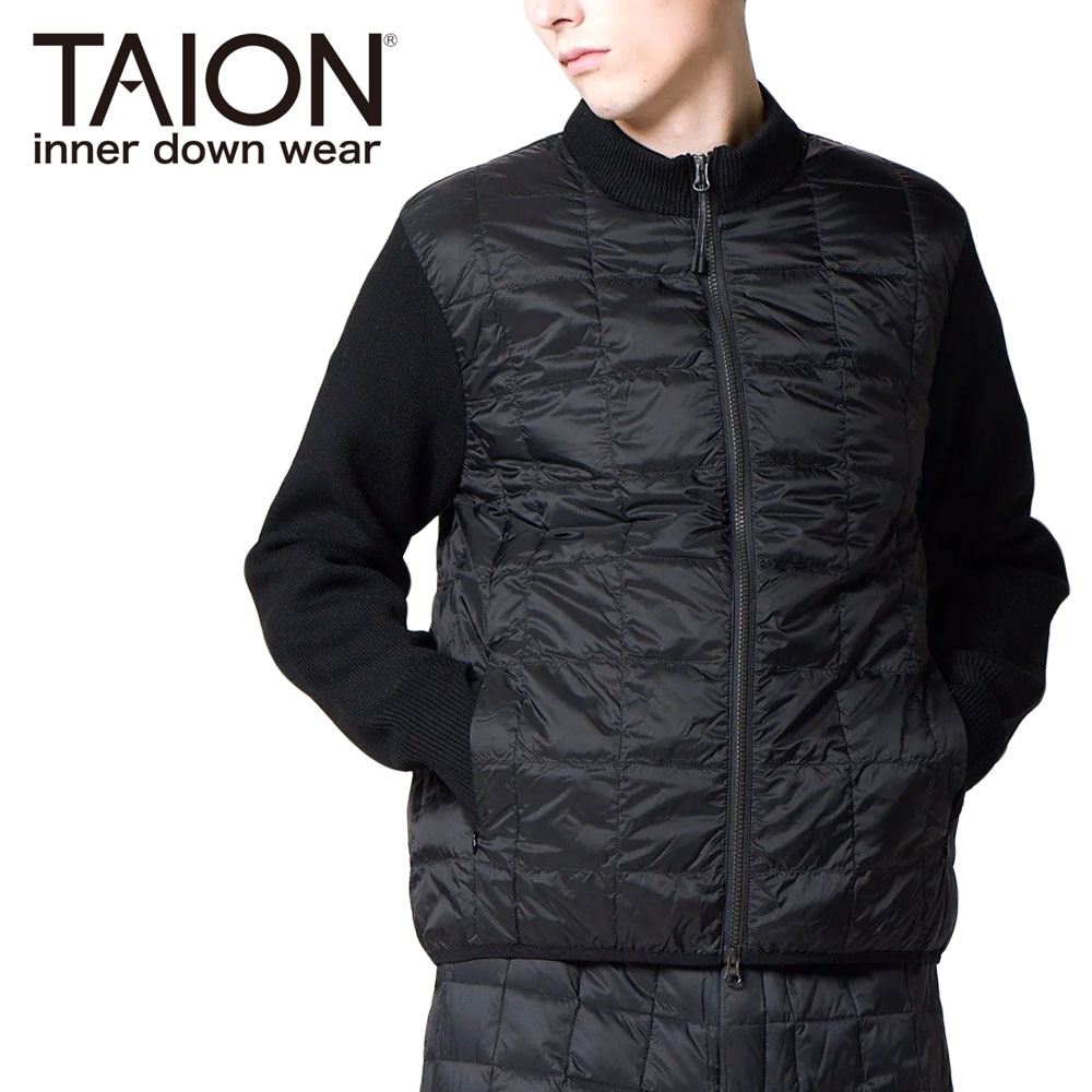 TAION タイオン ベーシック モックネックWジップ ニットスリーブ ダウンジャケット メンズ レディース ユニセックス 105WZSN インナーダウン