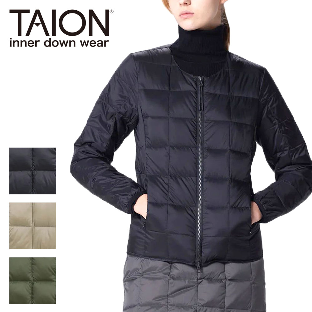 TAION タイオン ベーシック クルーネックWジップ インナーダウンジャケット レディース W104WZ