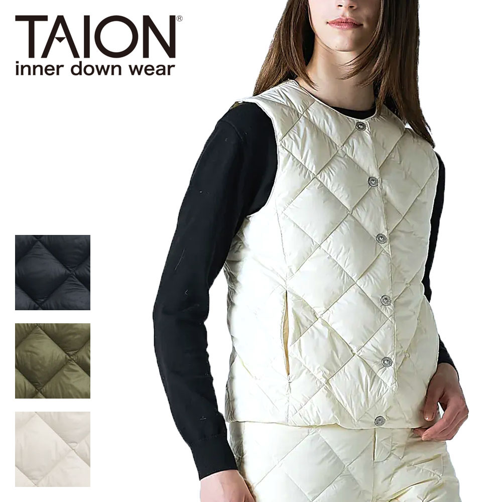 TAION クルーネック ダウンベスト Lady's 【W004BCI】