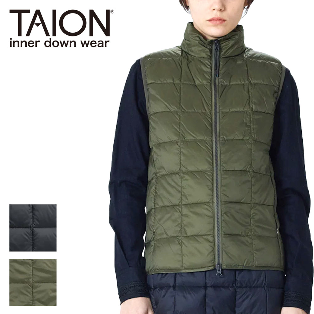 TAION タイオン ベーシック ハイネックWジップ インナーダウンベスト レディース W002WZ インナーダウン