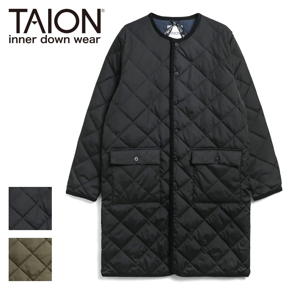 TAION パイピングクルーネック ロングダウンコート Unisex 【1042CI-LONG】