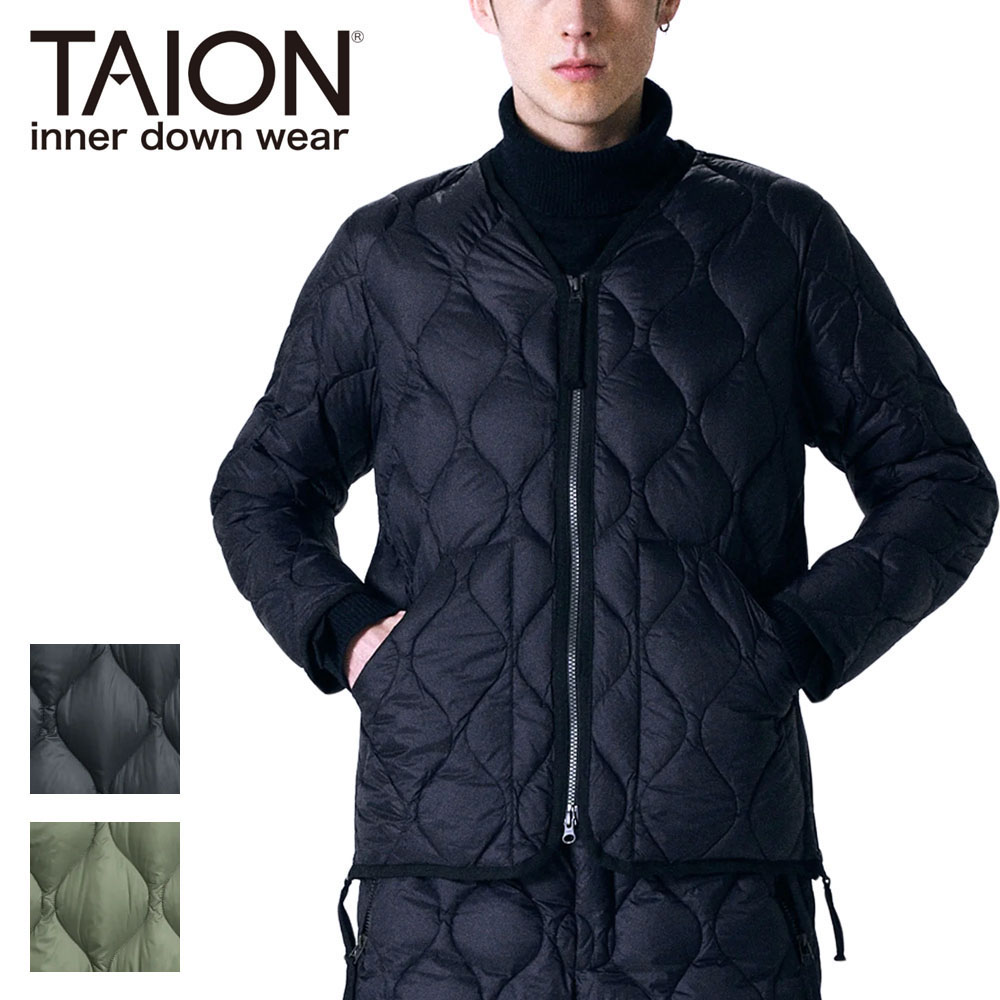 TAION タイオン ミリタリー Vネック Wジップ ダウンジャケット ソフトシェル ユニセックス 101ALSZML-1 インナーダウン