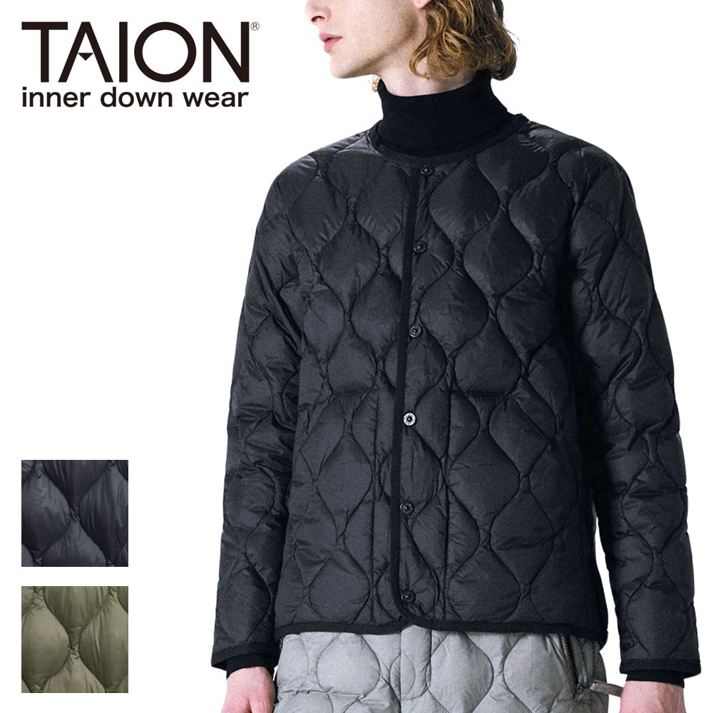 TAION タイオン ミリタリー クルーネック ダウンジャケット ソフトシェル ユニセックス 104ALSBML-1 インナーダウン