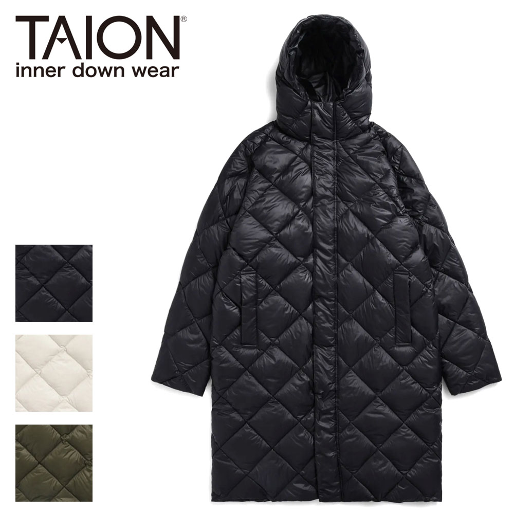TAION タイオン シティ フード ロングダウンジャケット ユニセックス 106COCI