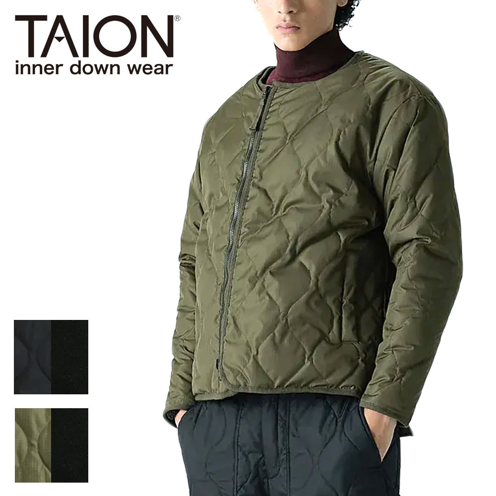 TAION タイオン ミリタリー リバーシブル クルーネック ダウンジャケット ユニセックス R104BML-1