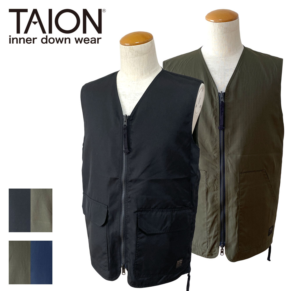 TAION タイオン ノンダウン ミリタリー リバーシブル Ｖネックベスト ユニセックス R001ZNDML-1