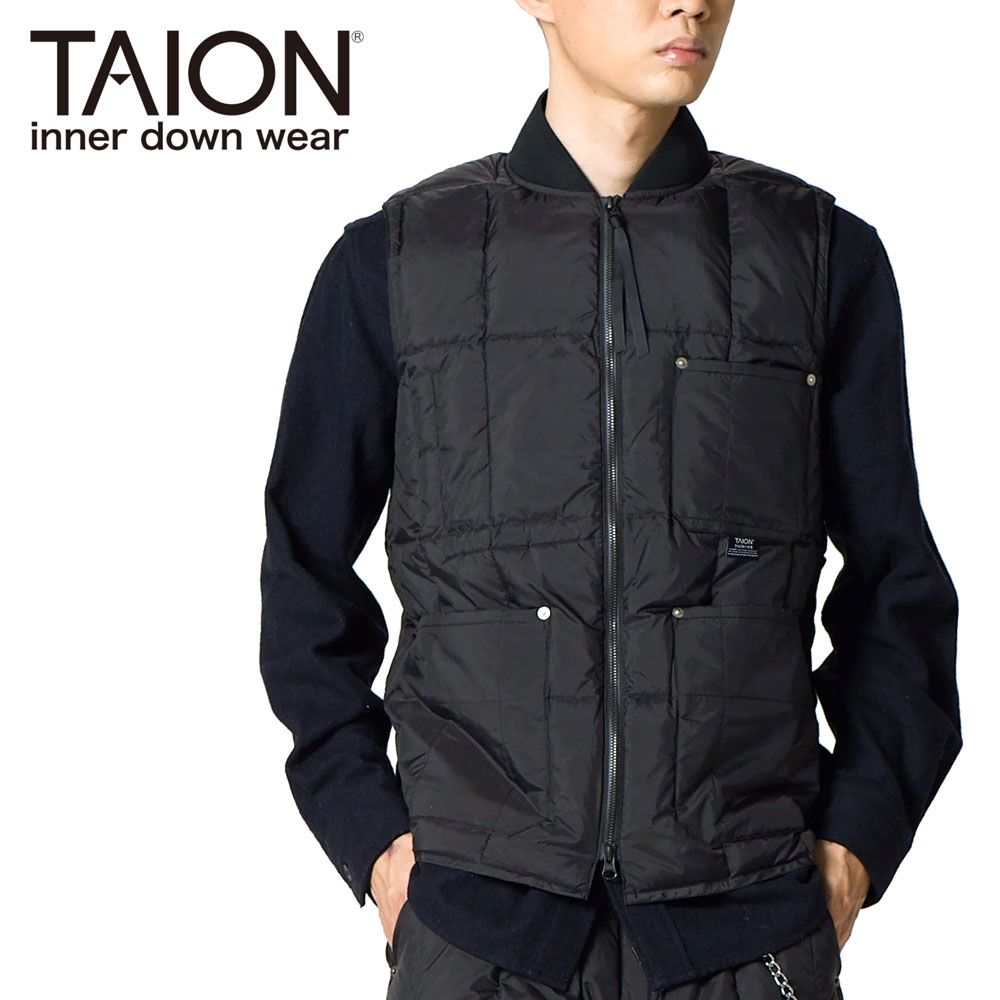 TAION タイオン ワーク リブネックWジップ ダウンベスト ユニセックス メンズ 008WZWK インナーダウン