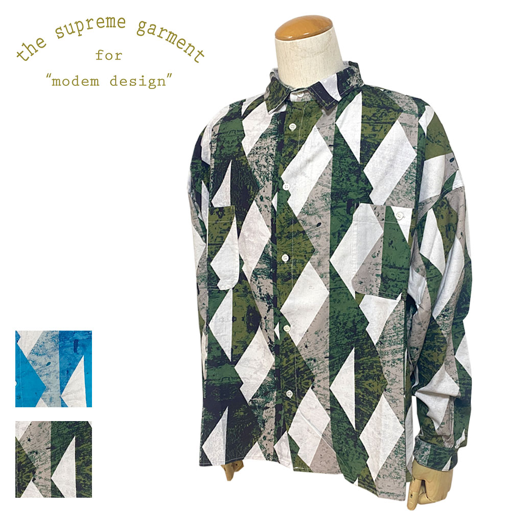 modem design 幾何学柄スプレープリント オーバーシャツ Men's 【M-2210861】