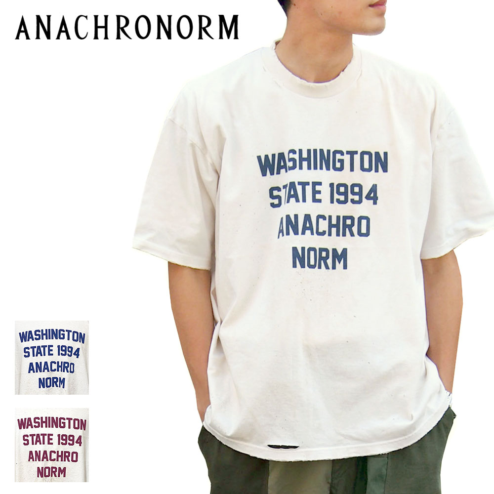 ANACHRONORM WASHINGTON DAMAGED PRINT T-S Men's 【AN235】
