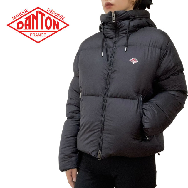 【極美品】DANTON ダントン フーデッド ダウン ジャケット 黒 M DANTON ダントン フーデッド ダウンジャケット レディース DT-A0533
