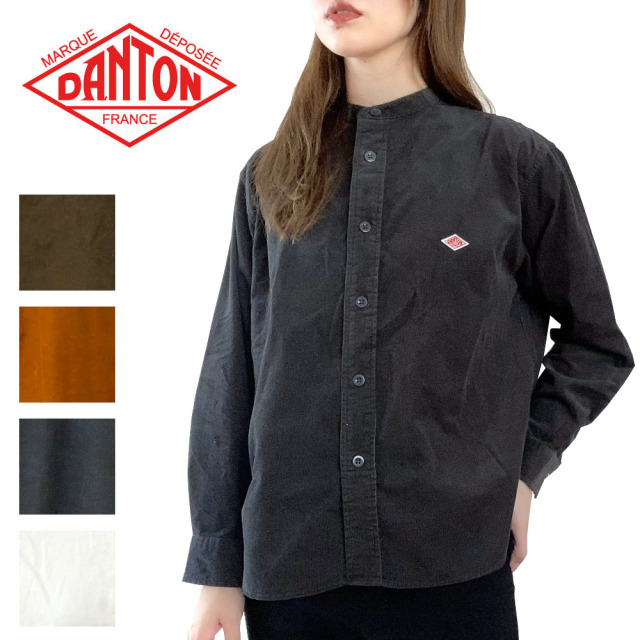 DANTON ダントン バンドカラー コーデュロイ L/Sシャツ レディース DT-B0290 MCD
