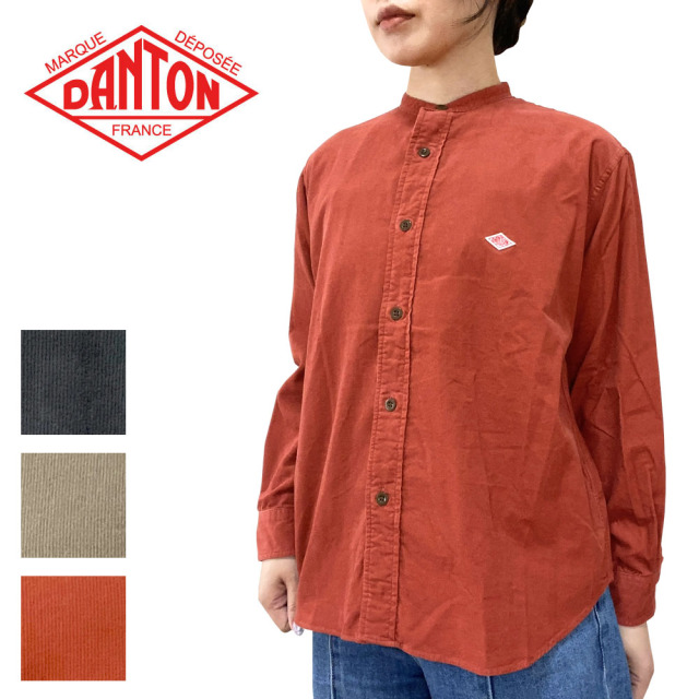 DANTON ダントン バンドカラー コーデュロイ L/Sシャツ レディース DT-B0290 MCD