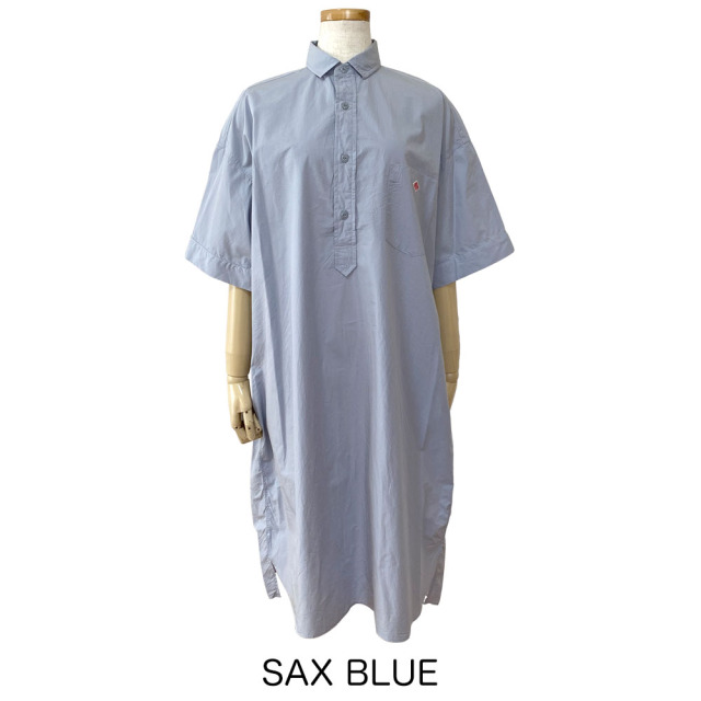 【美品】DANTON シャンブレーシャツ　ワンピース 半袖 ブルー　36 日本製 BLEU COMME BLEU｜ダントン シャンブレー半袖ワークシャツ