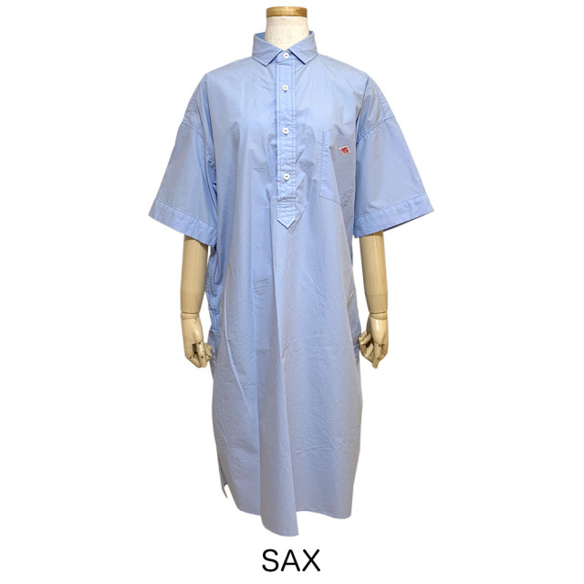 『新品』ダントン　半袖シャツワンピース SAX 水色　コットン　36 Danton ワンピース シャツワンピース [DANTON/ダントン