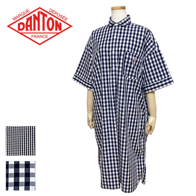 DANTON コットンポプリン プルオーバー 半袖シャツワンピース Lady's
