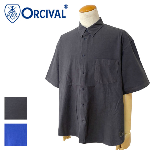 Orcival オーシバル オープンカラー ガーメントダイ ポプリン S/Sシャツ メンズ OR-B0445 GDP