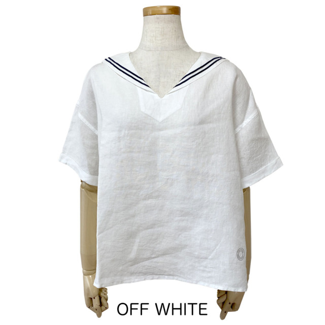 Orcival オーシバル リネンクロス ショートスリーブ セーラー シャツ